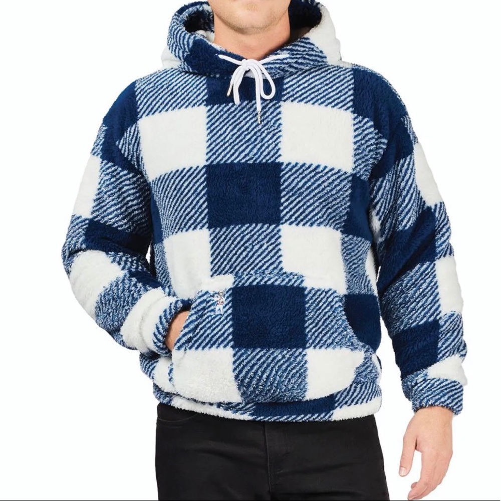 NWT Barstool Moon Man Plaid Plush Hoodie